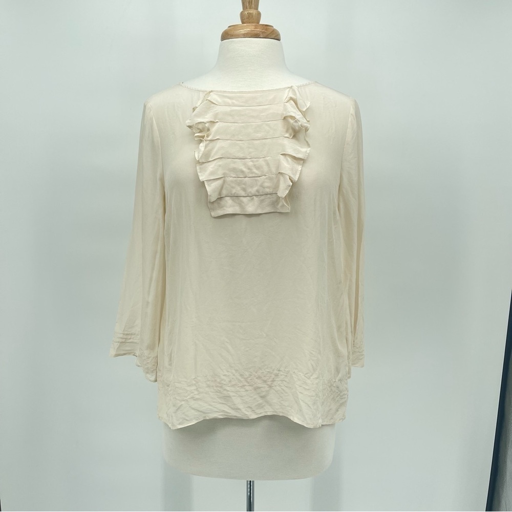 Ted Baker 100% Silk Blouse Cream Beige Size 3 US SIZE 8